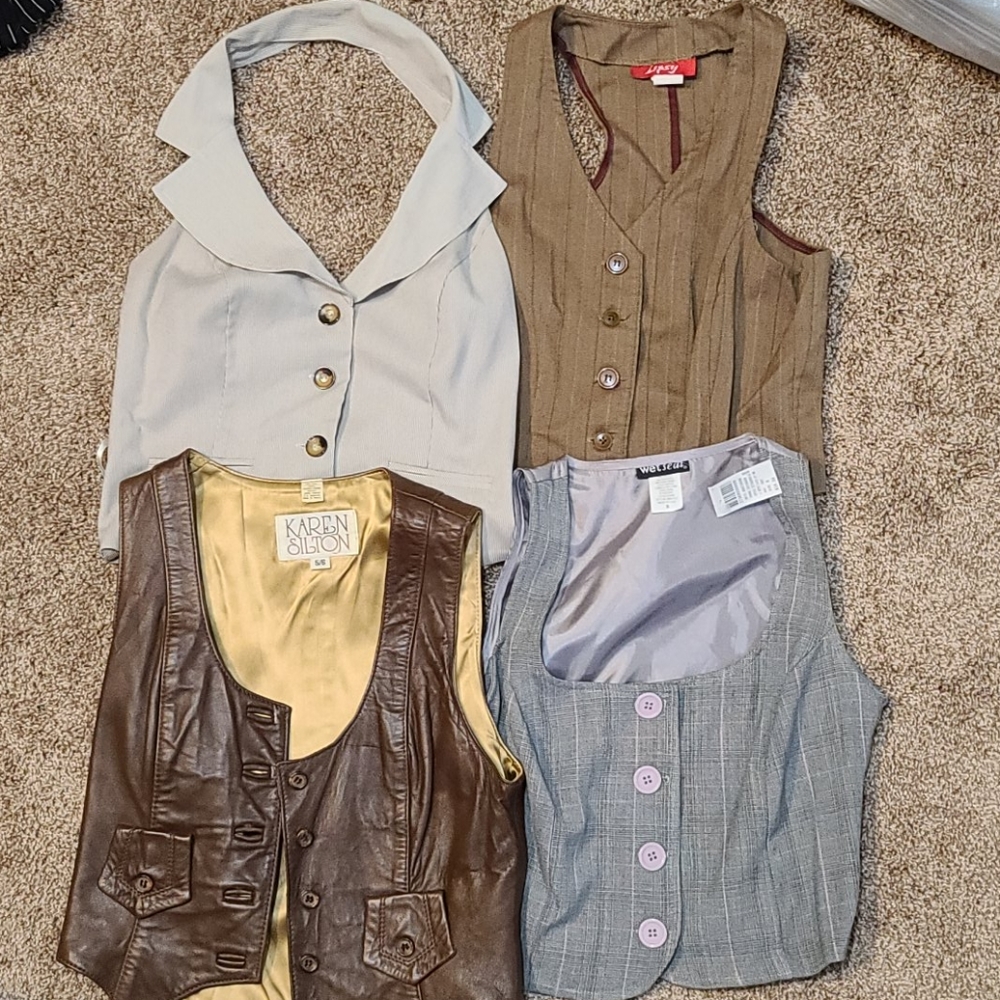 4 Vintage small vests Wet Seal Karen Silton short